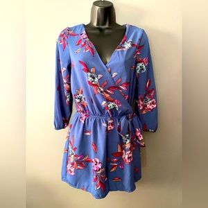 Blue floral romper